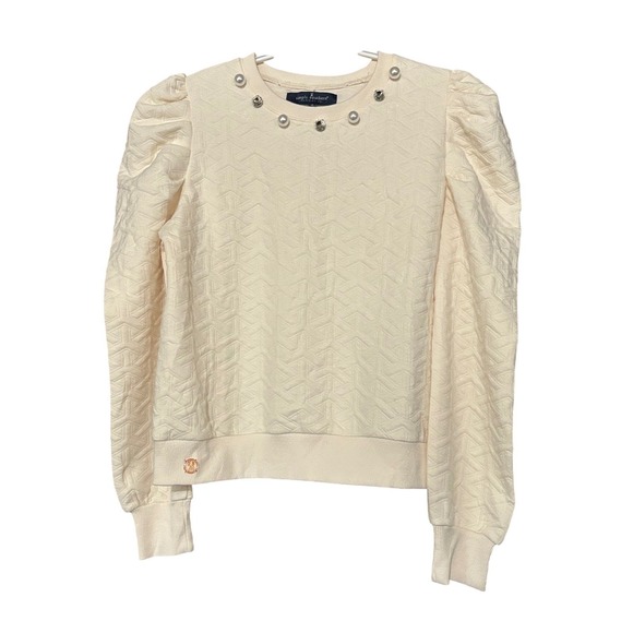 Simply Southern Sweaters - Simply Southern Faux Pearl Jeweled Waffle Knit Sweater Small Holiday Office